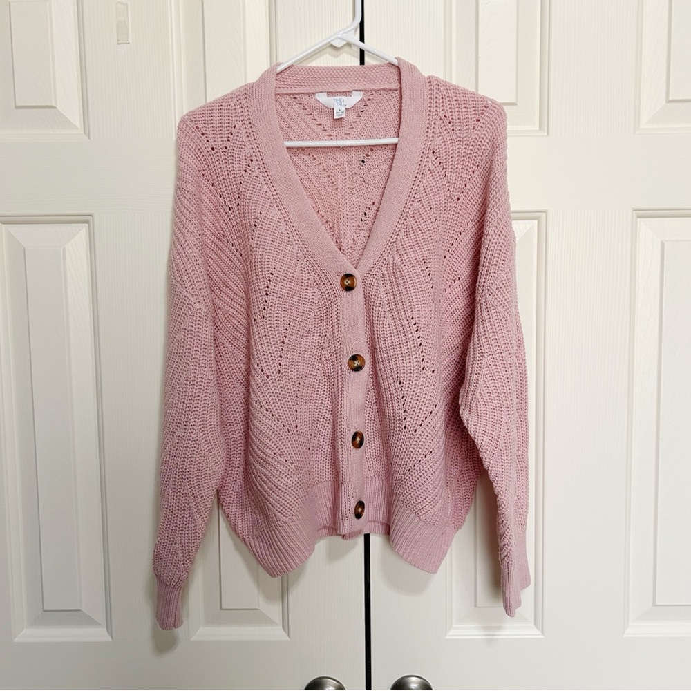 Time & Tru Cardigan, Pink, Large